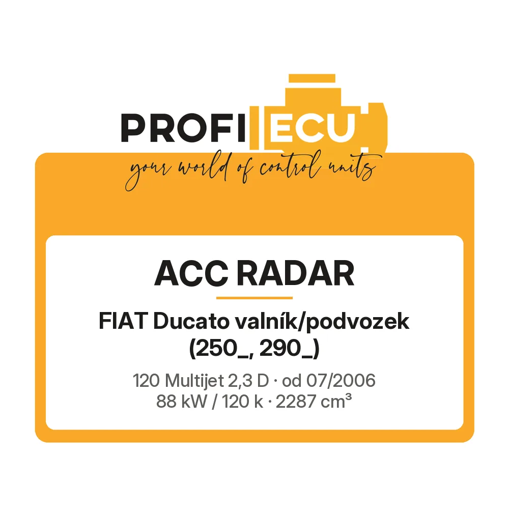 Etiketa ProfiECU: ACC Radar pro Fiat Ducato valník/podvozek 120 Multijet 2,3 D 88 kW