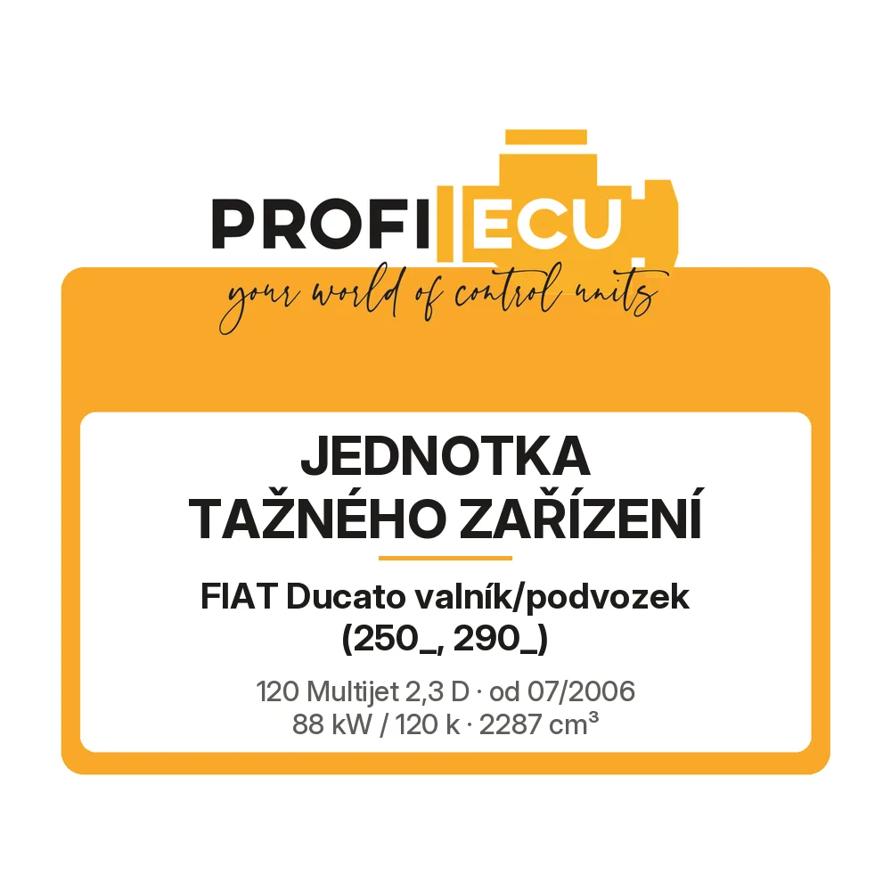 Etiketa ProfiECU: jednotka tažného zařízení pro Fiat Ducato valník/podvozek 120 Multijet 2,3 D 88 kW