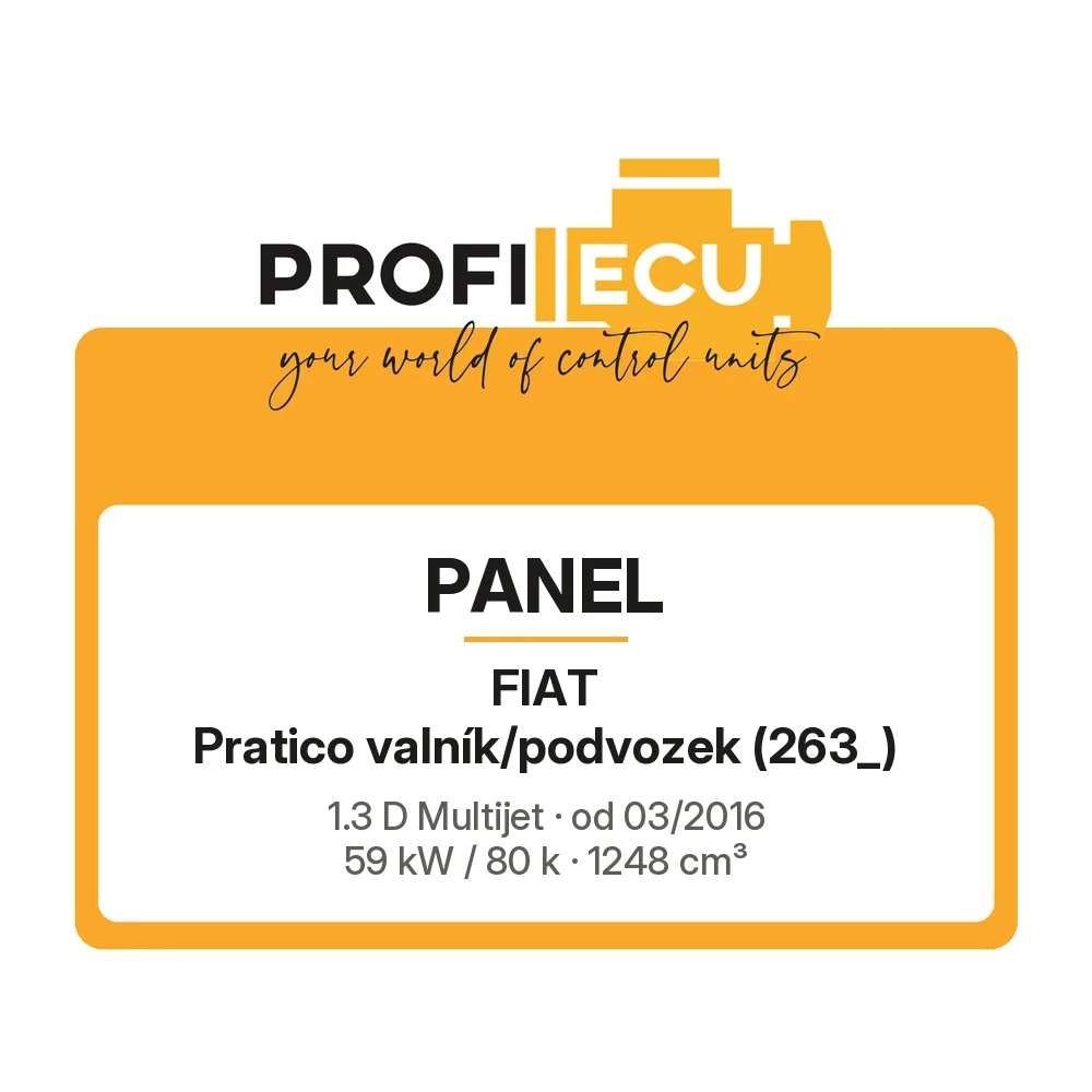 Etiketa ProfiECU: Panel pro Fiat Pratico valník/podvozek 1.3 D Multijet 59 kW
