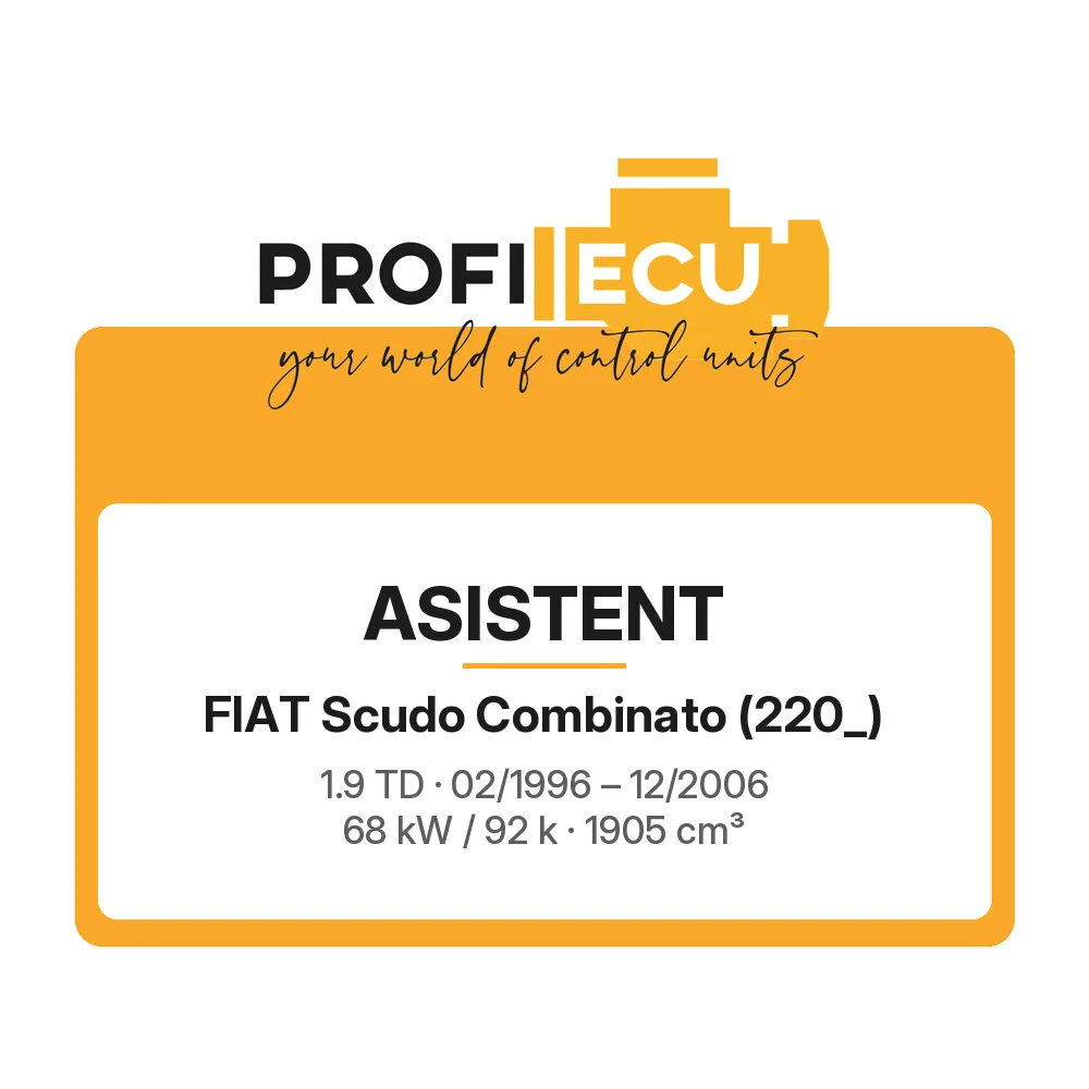 Etiketa ProfiECU: ASISTENT pro Fiat Scudo Combinato 1.9 TD 68 kW