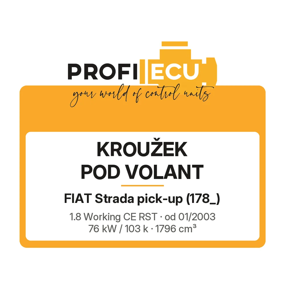 Etiketa ProfiECU: Kroužek pod volant pro Fiat Strada pick-up 1.8 Working CE RST 76 kW