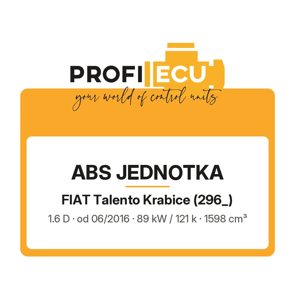 Etiketa ProfiECU: ABS jednotka pro Fiat Talento Krabice 1.6 D 89 kW