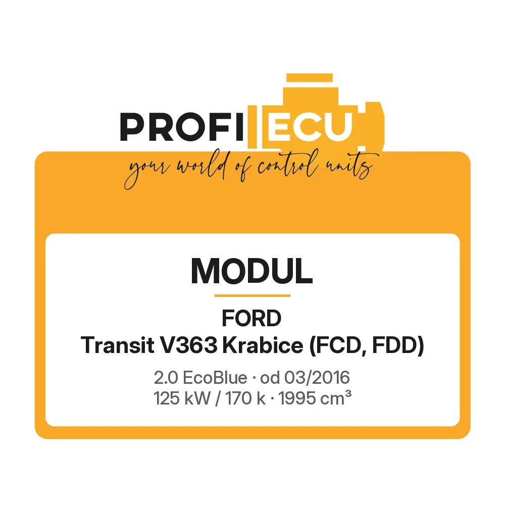 Etiketa ProfiECU: Modul pro Ford Transit V363 Krabice 2.0 EcoBlue 125 kW