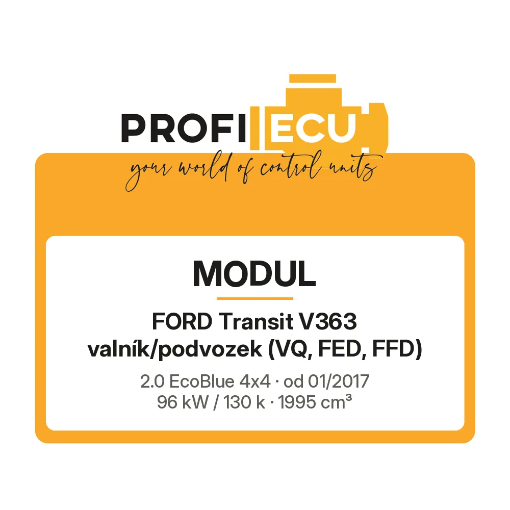 Etiketa ProfiECU: Modul pro Ford Transit V363 valník/podvozek 2.0 EcoBlue 4x4 96 kW