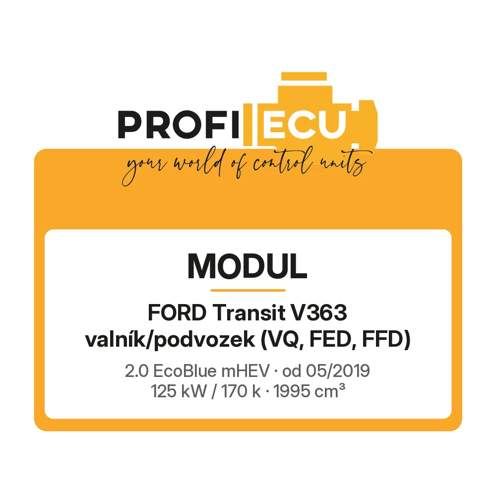 Etiketa ProfiECU: Modul pro Ford Transit V363 valník/podvozek 2.0 EcoBlue mHEV 125 kW