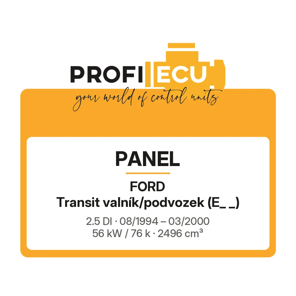 Etiketa ProfiECU: Panel pro Ford Transit valník/podvozek 2.5 DI 56 kW