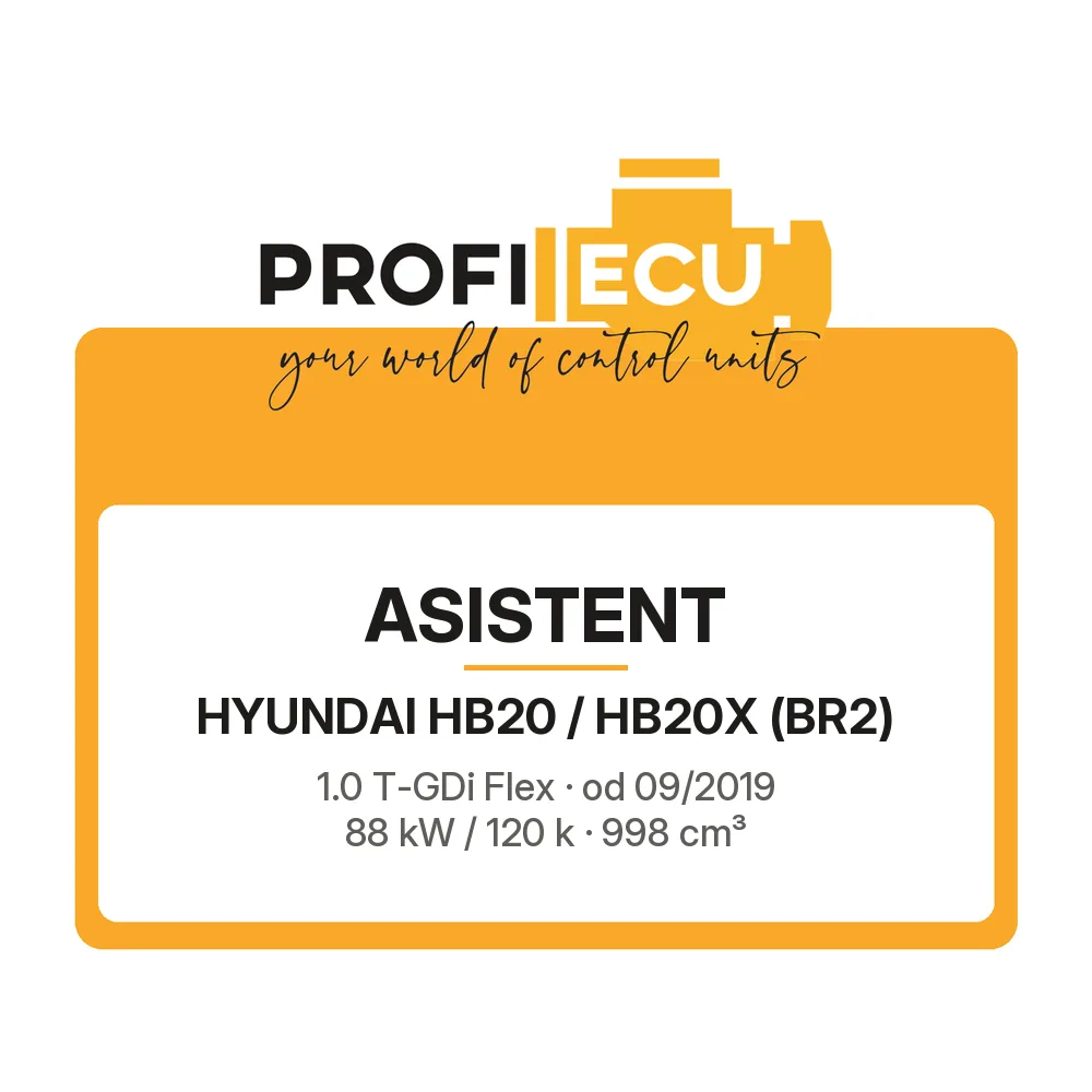 Etiketa ProfiECU: ASISTENT pro Hyundai HB20 / HB20X 1.0 T-GDi Flex 88 kW