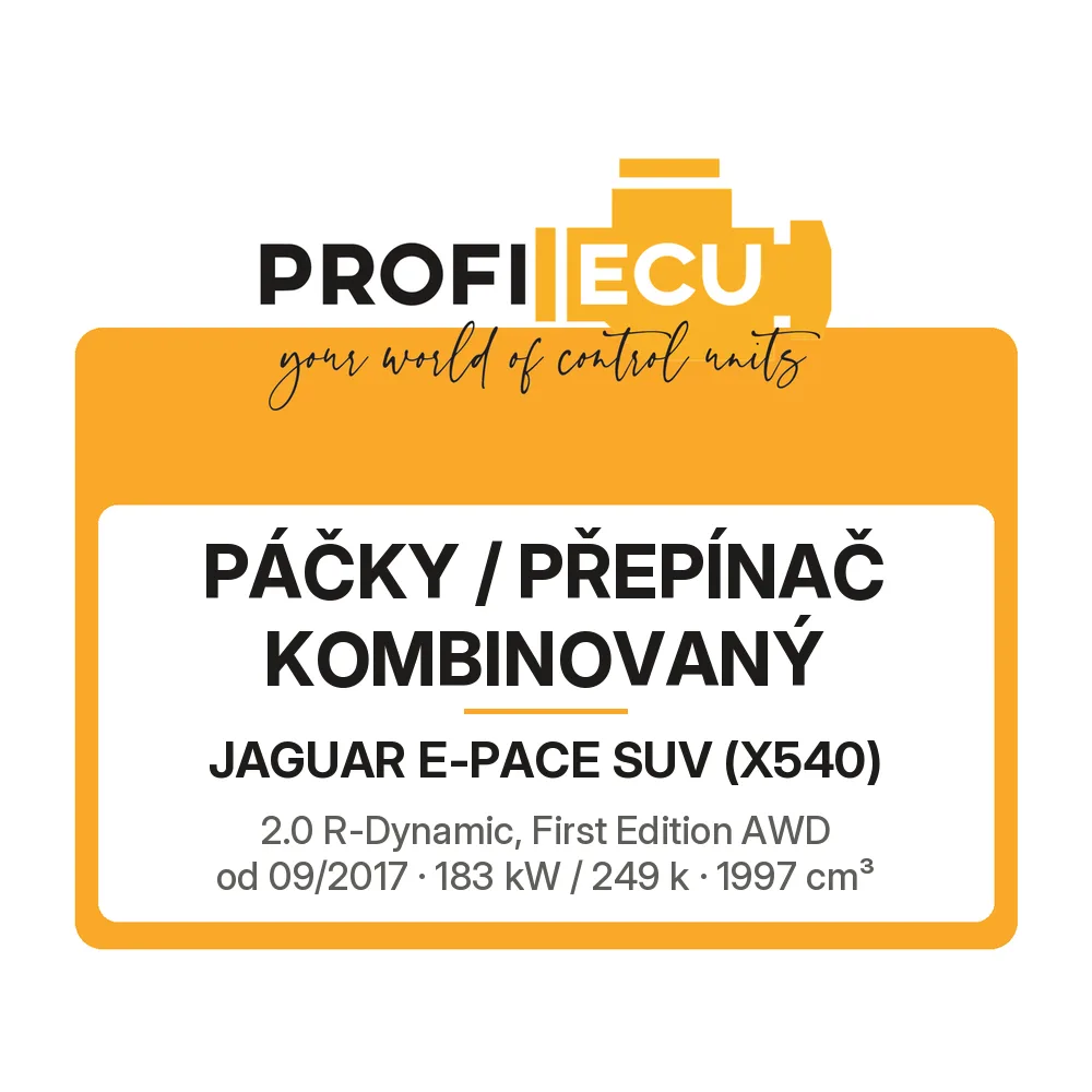 Etiketa ProfiECU: Páčky / Přepínač kombinovaný pro Jaguar E-PACE SUV 2.0 R-Dynamic, First Edition AWD 183 kW