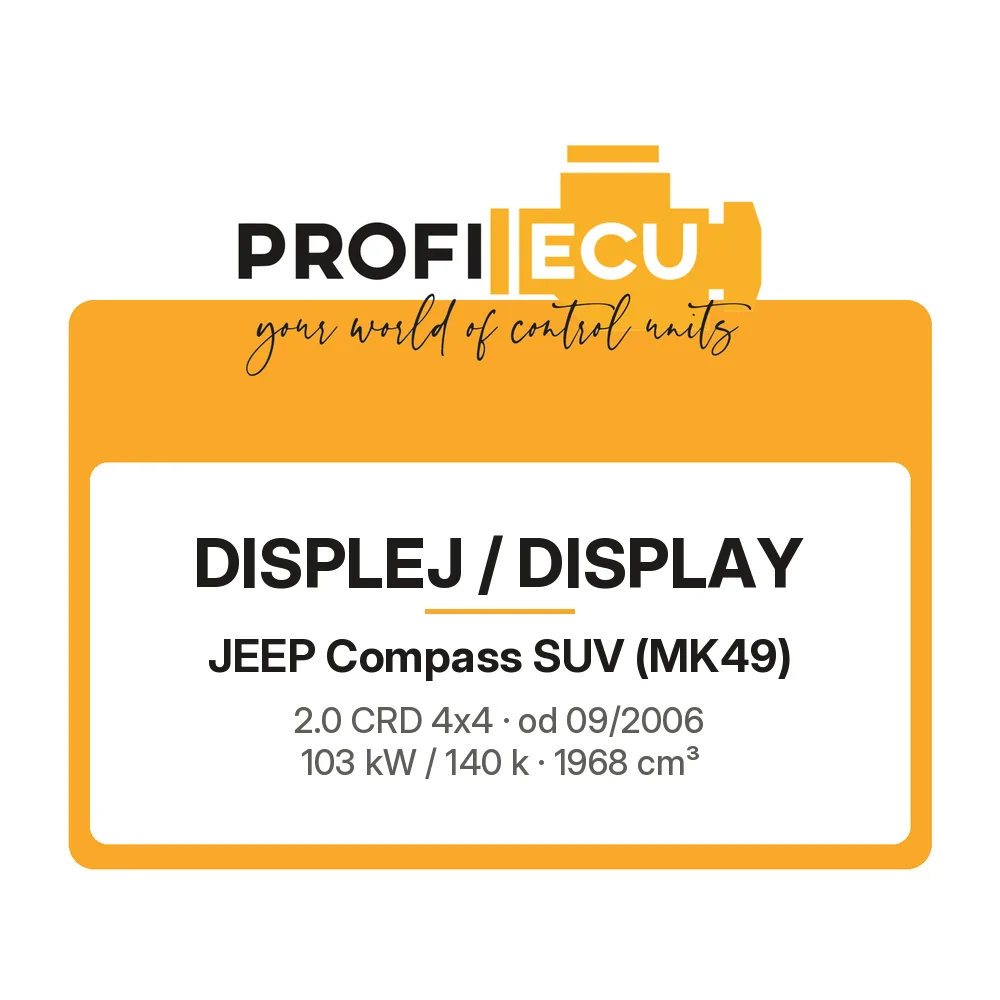 Etiketa ProfiECU: Displej / Display pro Jeep Compass SUV 2.0 CRD 4x4 103 kW
