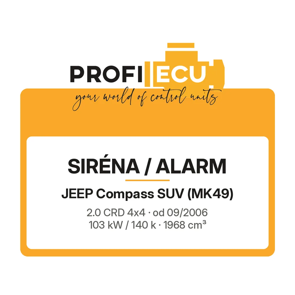 Etiketa ProfiECU: Siréna / Alarm pro Jeep Compass SUV 2.0 CRD 4x4 103 kW
