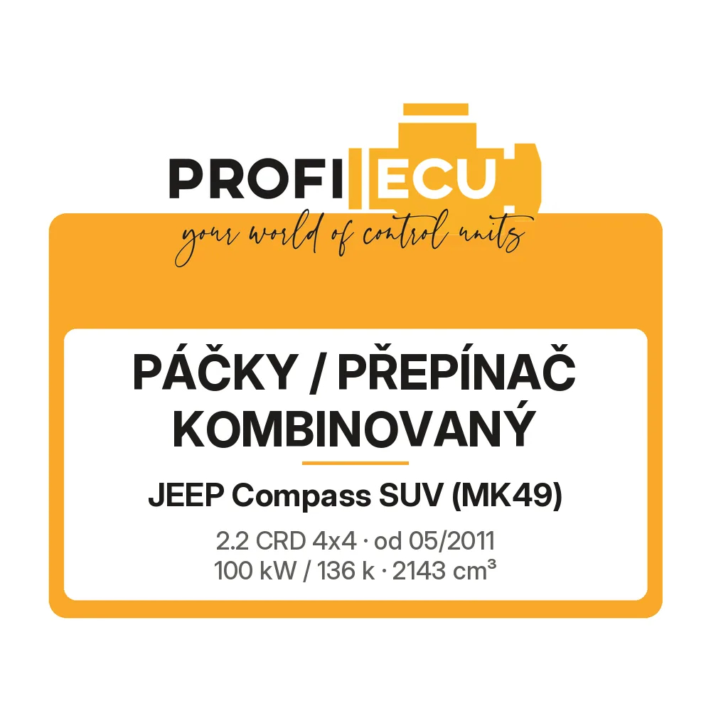 Etiketa ProfiECU: Páčky / Přepínač kombinovaný pro Jeep Compass SUV 2.2 CRD 4x4 100 kW