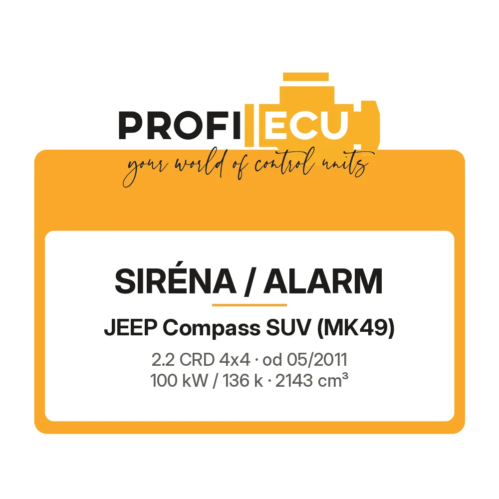 Etiketa ProfiECU: Siréna / Alarm pro Jeep Compass SUV 2.2 CRD 4x4 100 kW