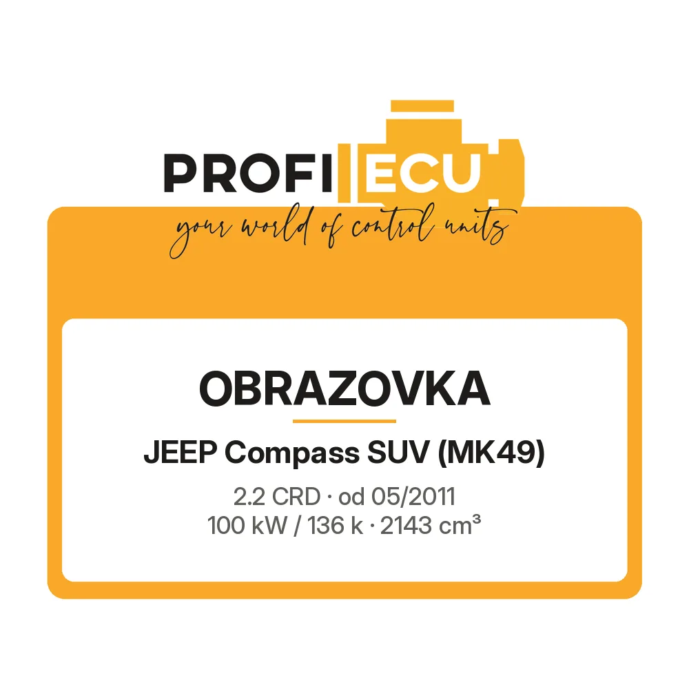 Etiketa ProfiECU: Obrazovka pro Jeep Compass SUV 2.2 CRD 100 kW