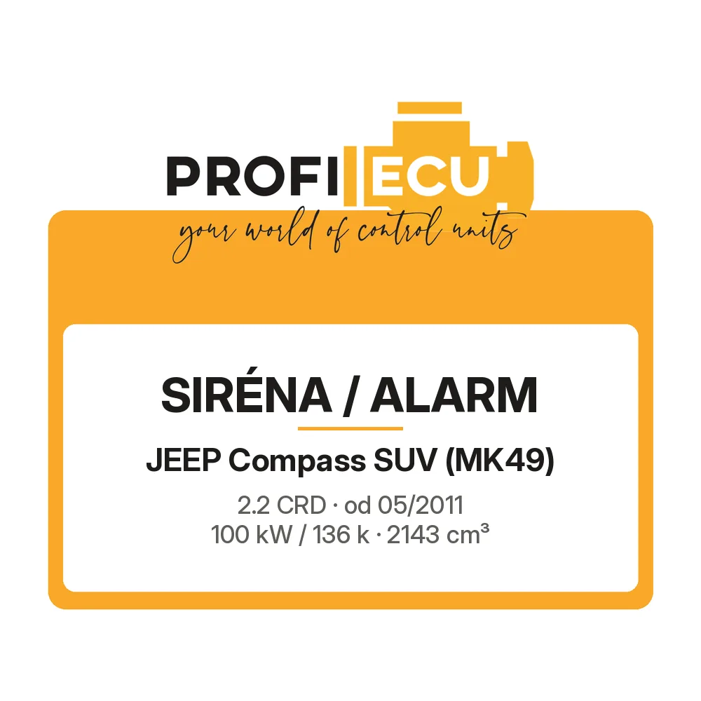 Etiketa ProfiECU: Siréna / Alarm pro Jeep Compass SUV 2.2 CRD 100 kW