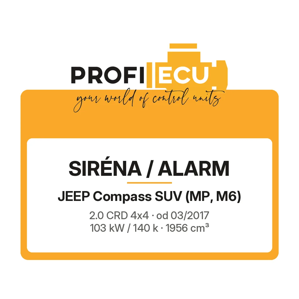 Etiketa ProfiECU: Siréna / Alarm pro Jeep Compass SUV 2.0 CRD 4x4 103 kW