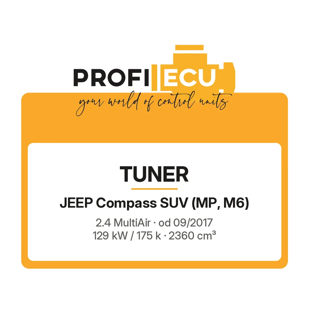 Etiketa ProfiECU: Tuner pro Jeep Compass SUV 2.4 MultiAir 129 kW