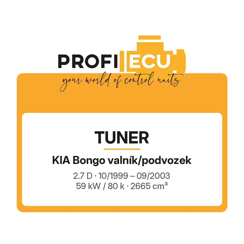 Etiketa ProfiECU: Tuner pro Kia Bongo valník/podvozek 2.7 D 59 kW