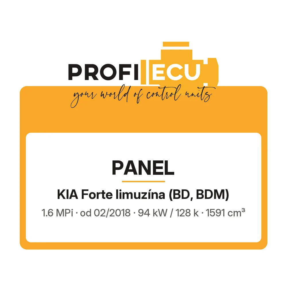 Etiketa ProfiECU: Panel pro Kia Forte limuzína 1.6 MPi 94 kW