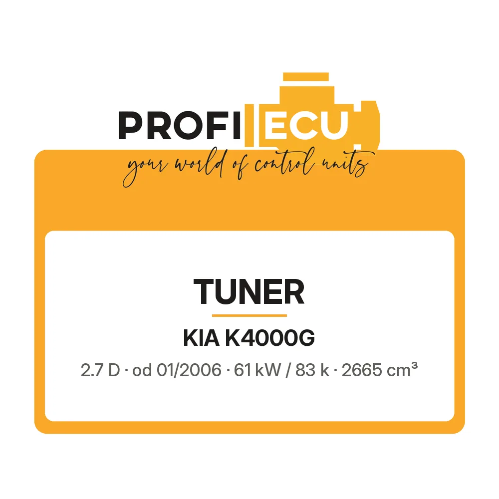 Etiketa ProfiECU: Tuner pro Kia K4000G 2.7 D 61 kW