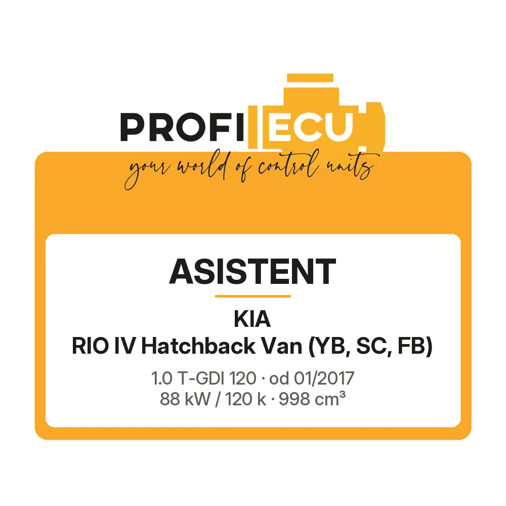 Etiketa ProfiECU: ASISTENT pro Kia RIO IV Hatchback Van 1.0 T-GDI 120 88 kW