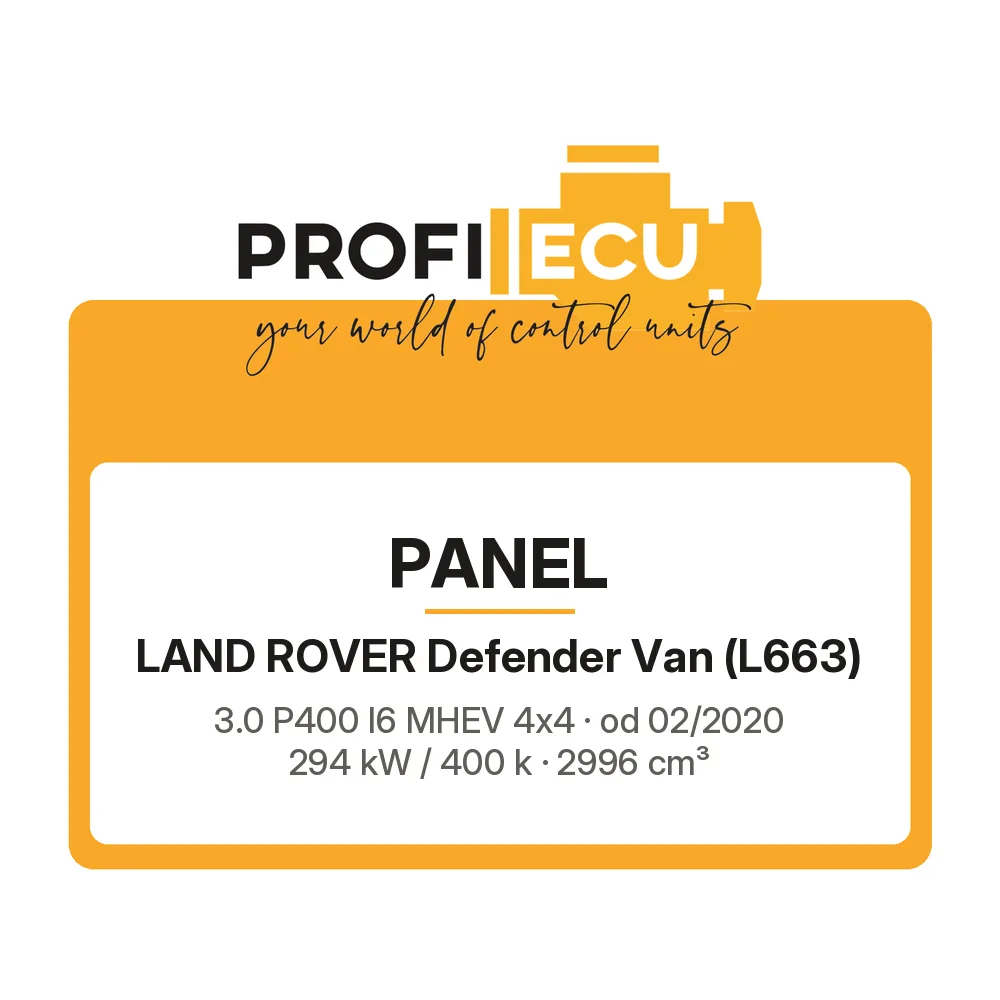 Etiketa ProfiECU: Panel pro Land Rover Defender Van 3.0 P400 I6 MHEV 4x4 294 kW