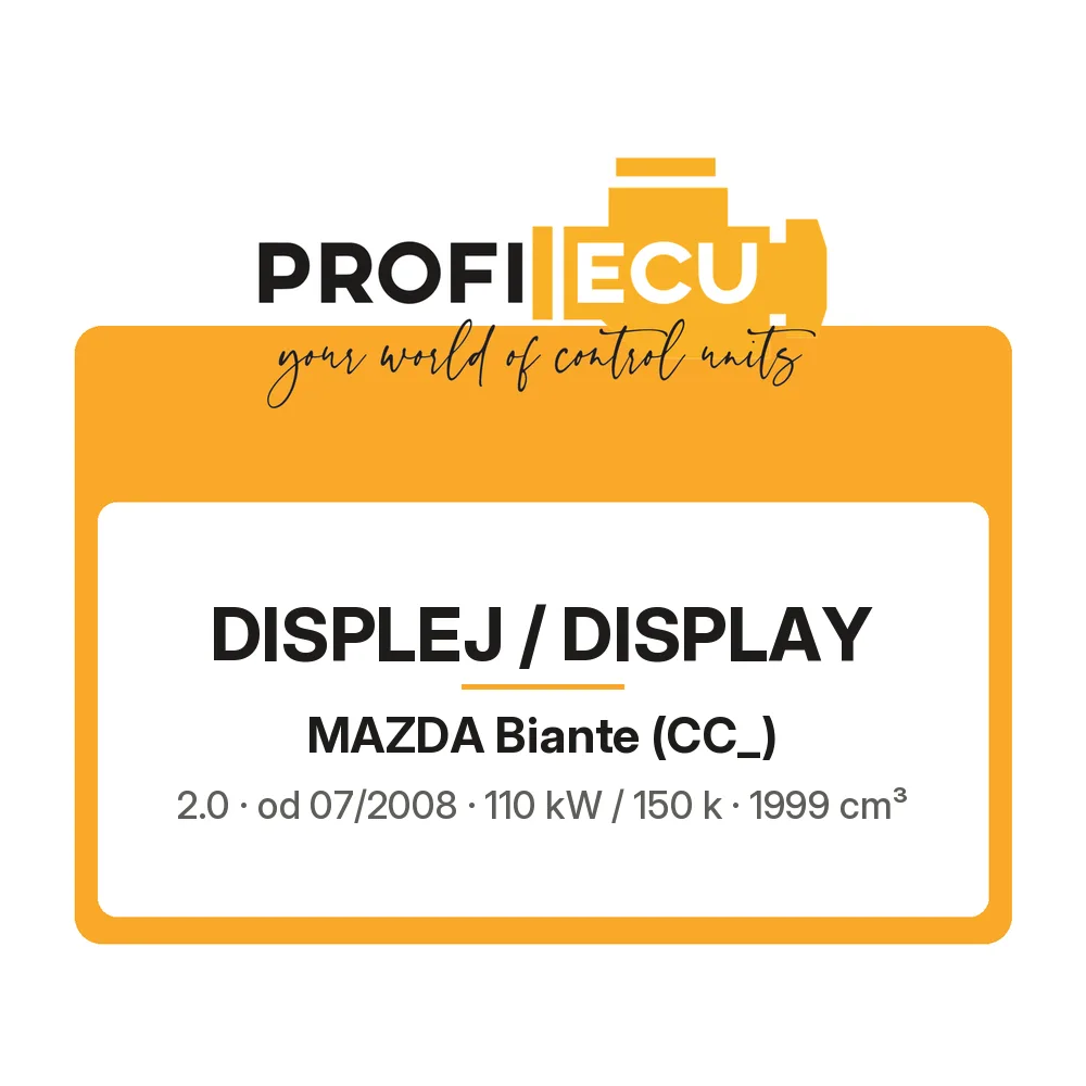 Etiketa ProfiECU: Displej / Display pro Mazda Biante 2.0 110 kW