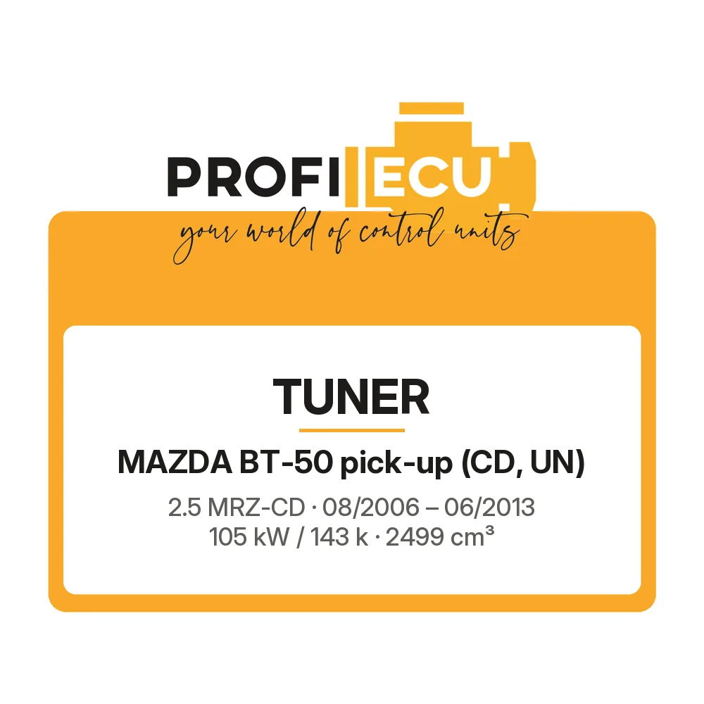 Etiketa ProfiECU: Tuner pro Mazda BT-50 pick-up 2.5 MRZ-CD 105 kW