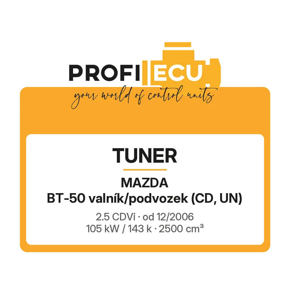 Etiketa ProfiECU: Tuner pro Mazda BT-50 valník/podvozek 2.5 CDVi 105 kW