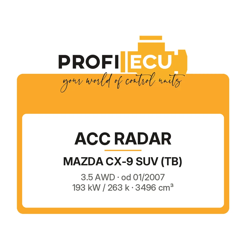 Etiketa ProfiECU: ACC Radar pro Mazda CX-9 SUV 3.5 AWD 193 kW