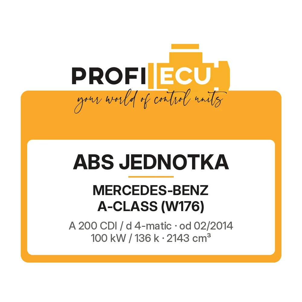 Etiketa ProfiECU: ABS jednotka pro Mercedes-Benz A-CLASS A 200 CDI / d 4-matic 100 kW