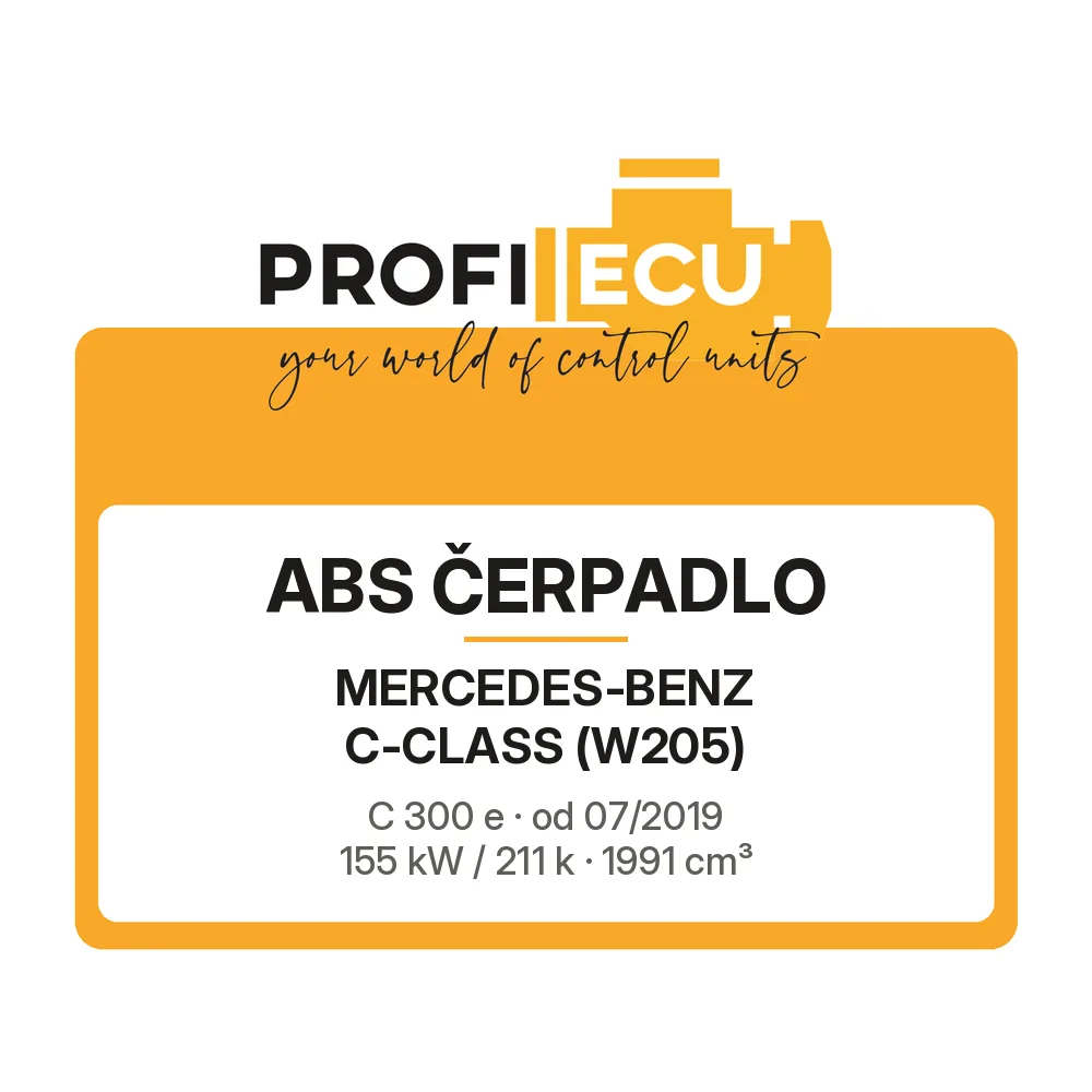 Etiketa ProfiECU: ABS čerpadlo pro Mercedes-Benz C-CLASS C 300 e 155 kW