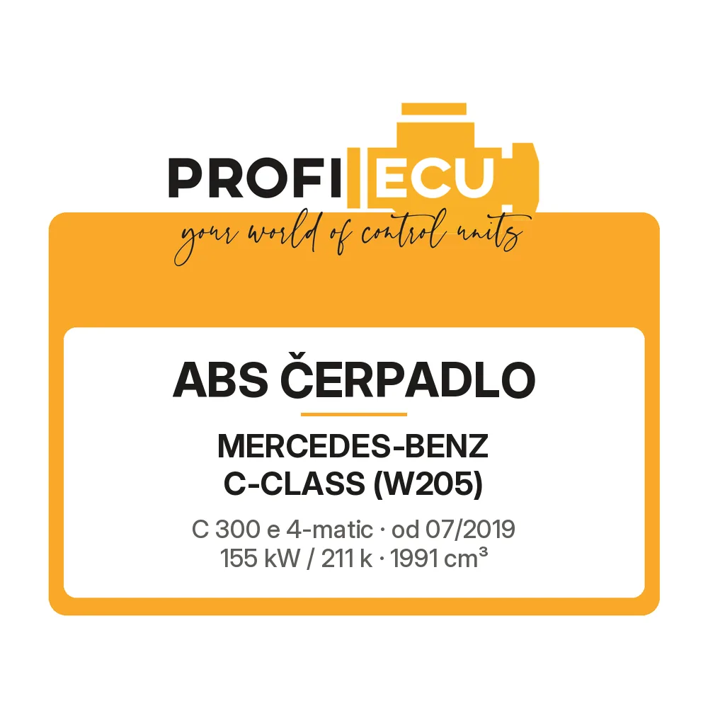 Etiketa ProfiECU: ABS čerpadlo pro Mercedes-Benz C-CLASS C 300 e 4-matic 155 kW