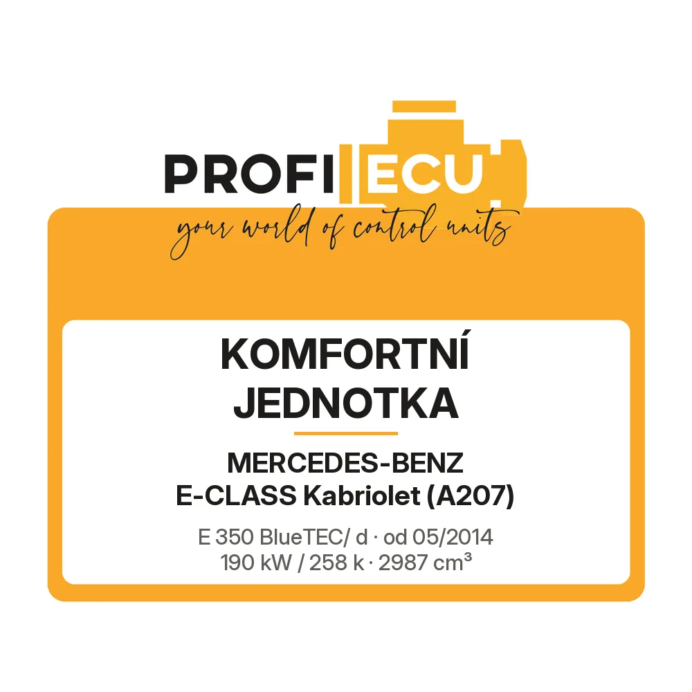 Etiketa ProfiECU: Komfortní jednotka pro Mercedes-Benz E-CLASS Kabriolet E 350 BlueTEC/ d 190 kW