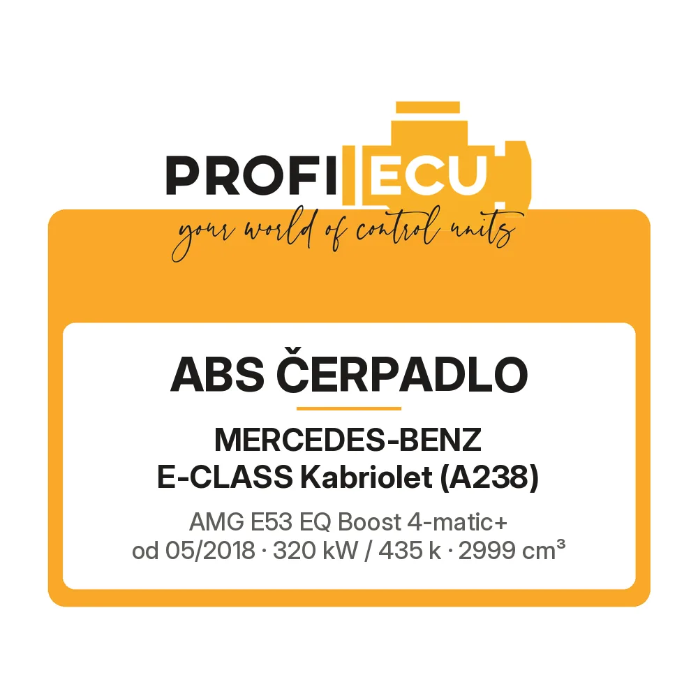 Etiketa ProfiECU: ABS čerpadlo pro Mercedes-Benz E-CLASS Kabriolet AMG E53 EQ Boost 4-matic+ 320 kW