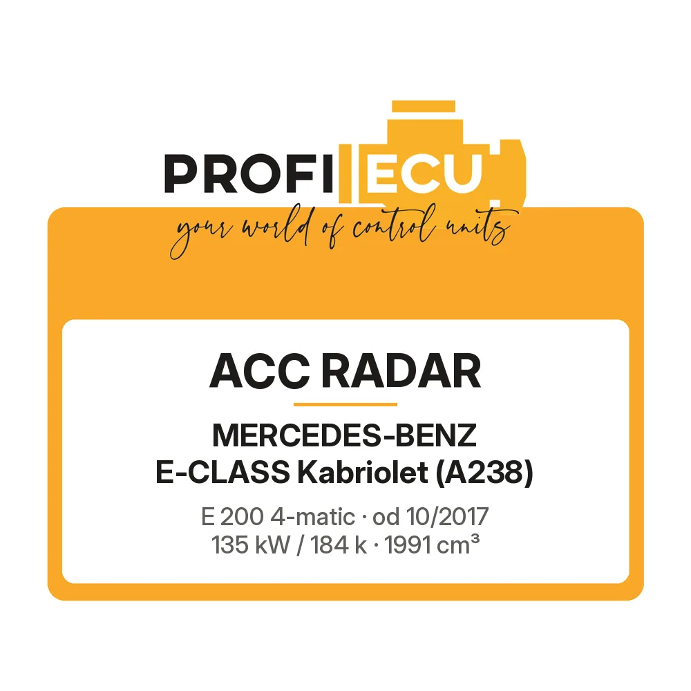 Etiketa ProfiECU: ACC Radar pro Mercedes-Benz E-CLASS Kabriolet E 200 4-matic 135 kW