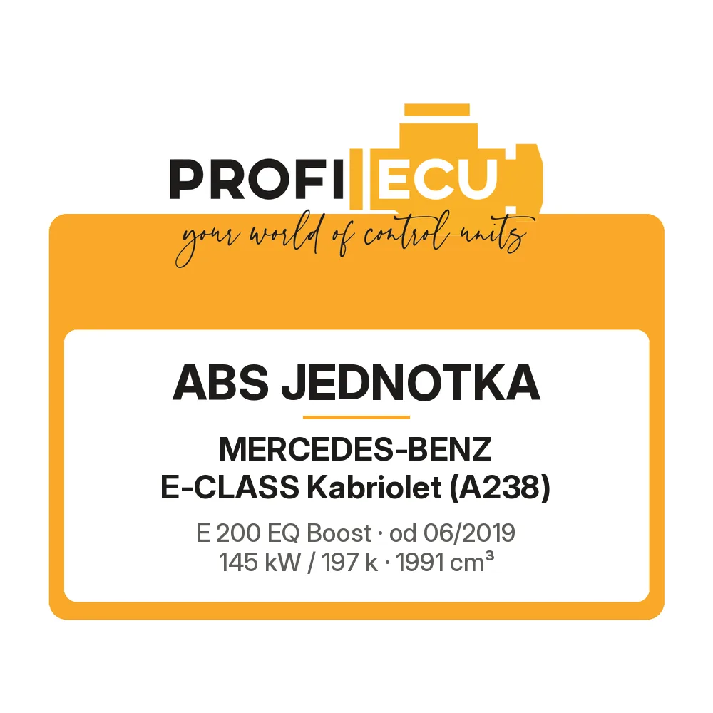 Etiketa ProfiECU: ABS jednotka pro Mercedes-Benz E-CLASS Kabriolet E 200 EQ Boost 145 kW