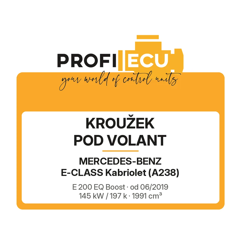 Etiketa ProfiECU: Kroužek pod volant pro Mercedes-Benz E-CLASS Kabriolet E 200 EQ Boost 145 kW