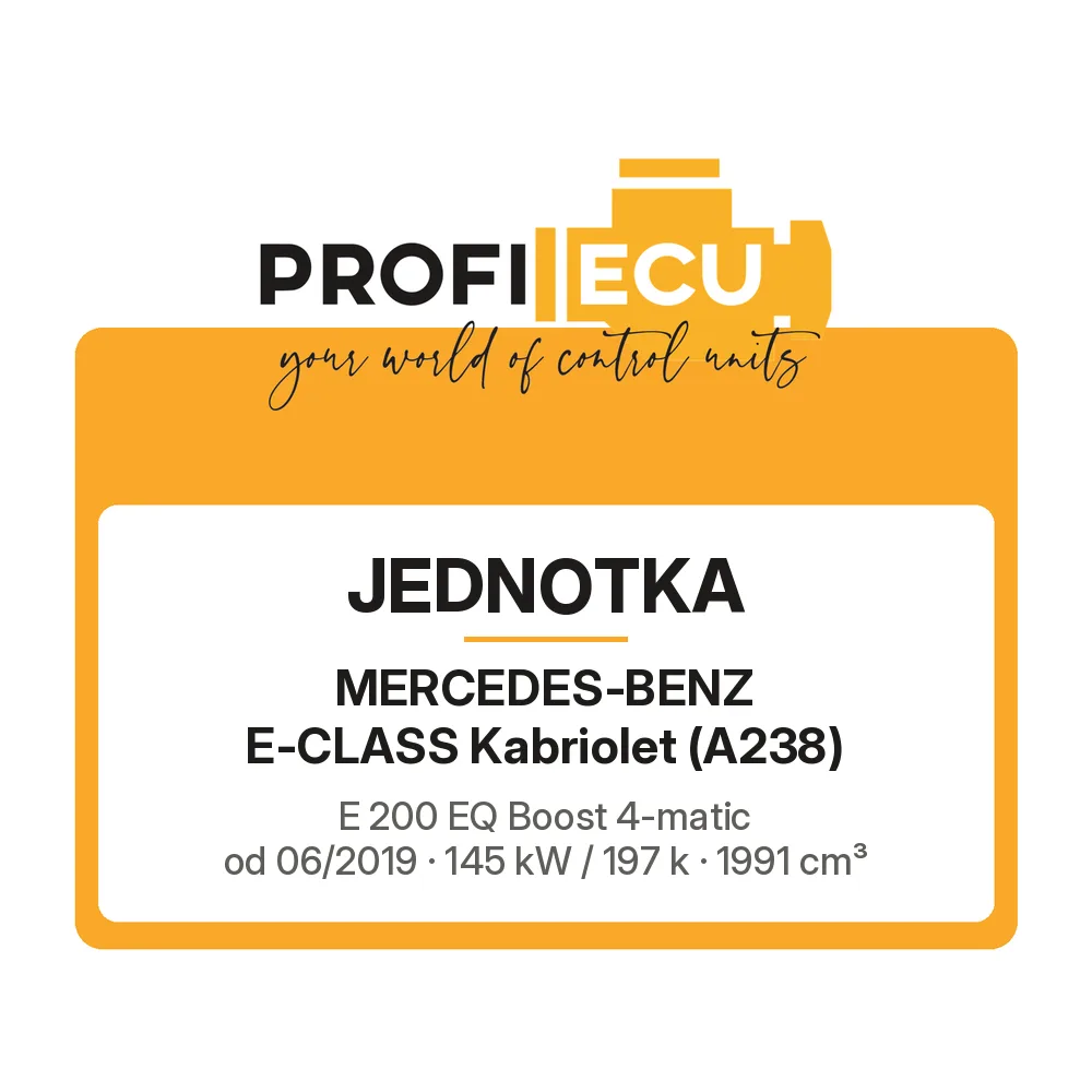 Etiketa ProfiECU: Jednotka pro Mercedes-Benz E-CLASS Kabriolet E 200 EQ Boost 4-matic 145 kW