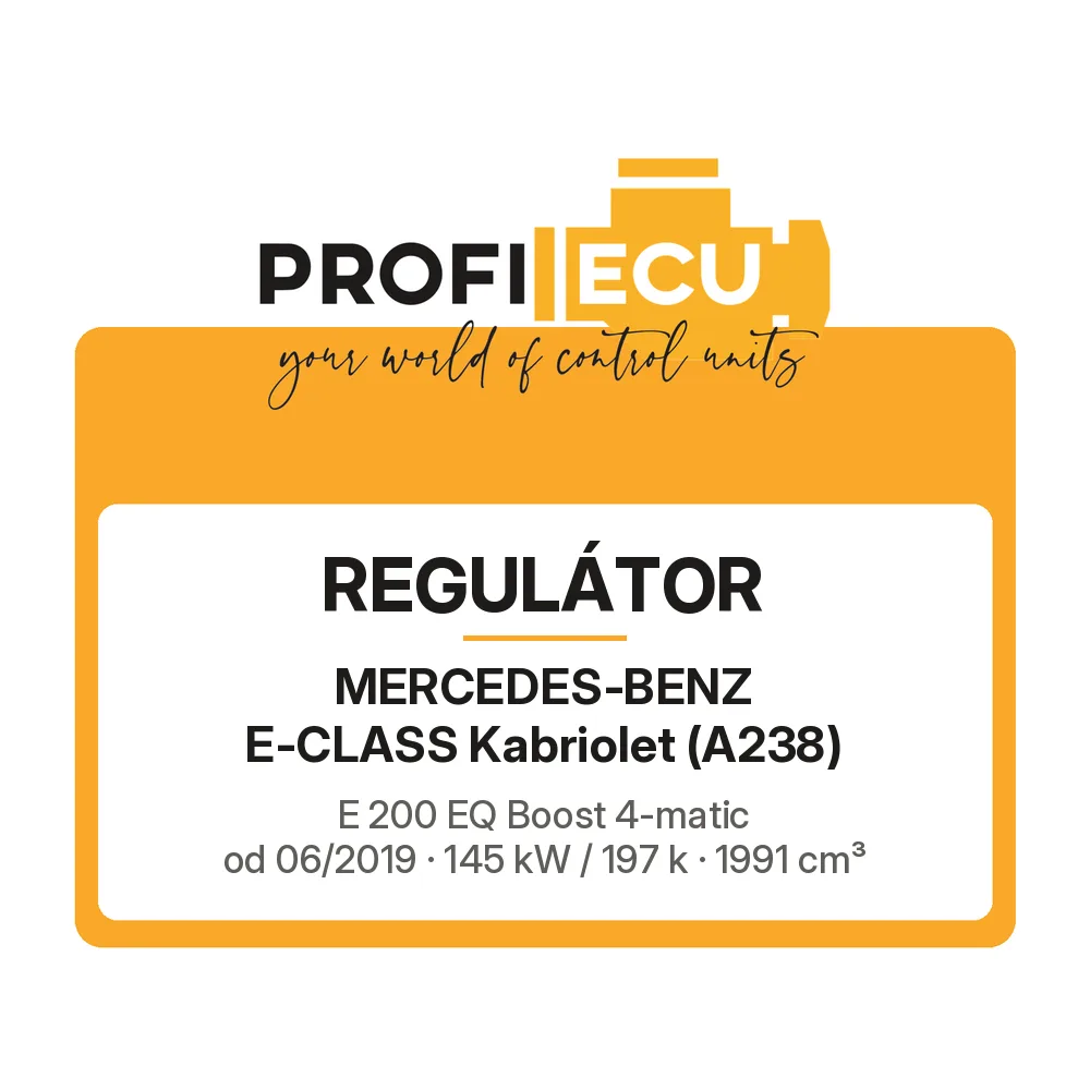 Etiketa ProfiECU: Regulátor pro Mercedes-Benz E-CLASS Kabriolet E 200 EQ Boost 4-matic 145 kW