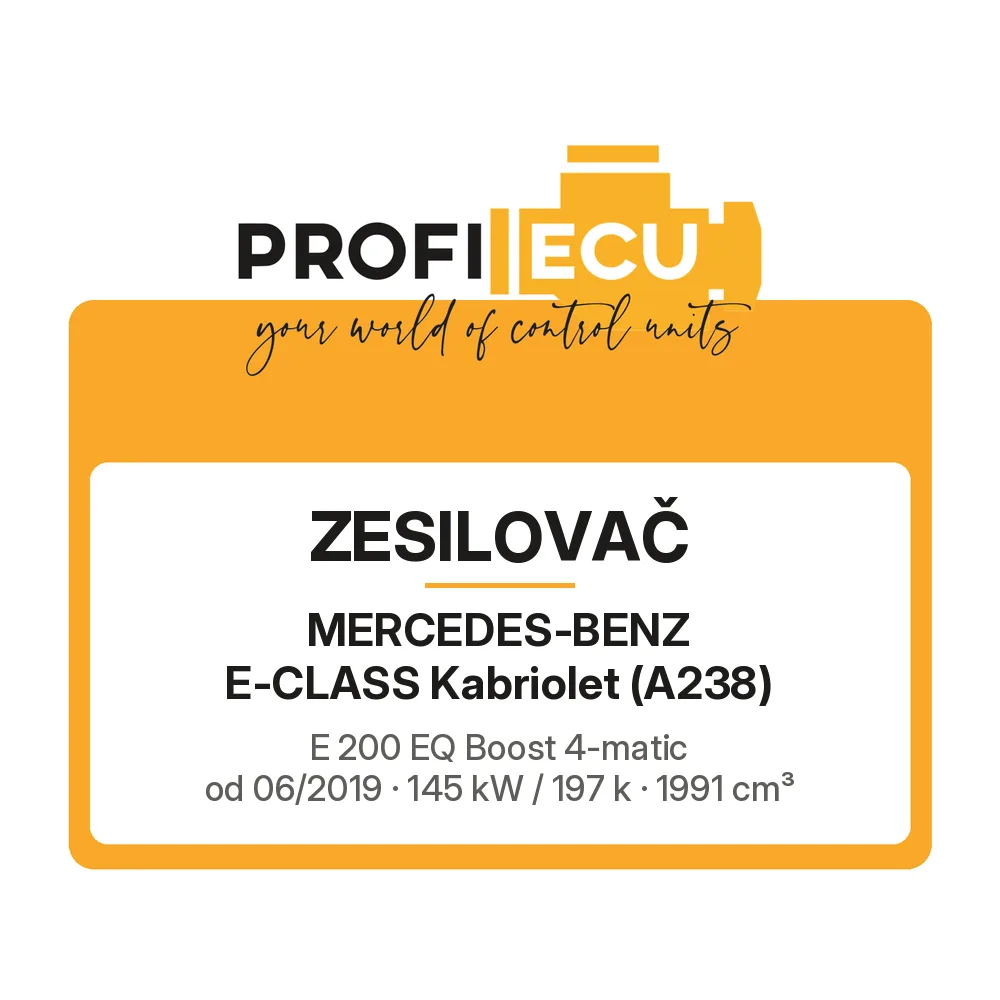 Etiketa ProfiECU: Zesilovač pro Mercedes-Benz E-CLASS Kabriolet E 200 EQ Boost 4-matic 145 kW