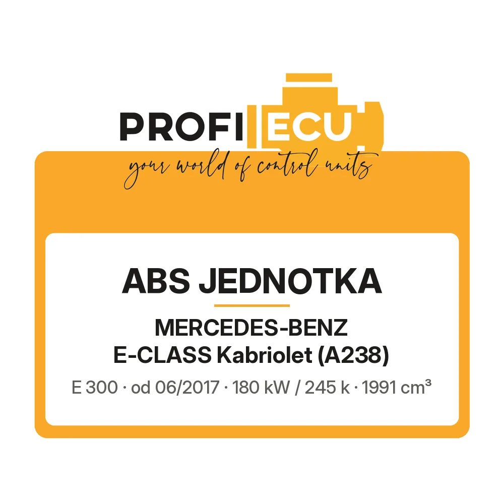 Etiketa ProfiECU: ABS jednotka pro Mercedes-Benz E-CLASS Kabriolet E 300 180 kW