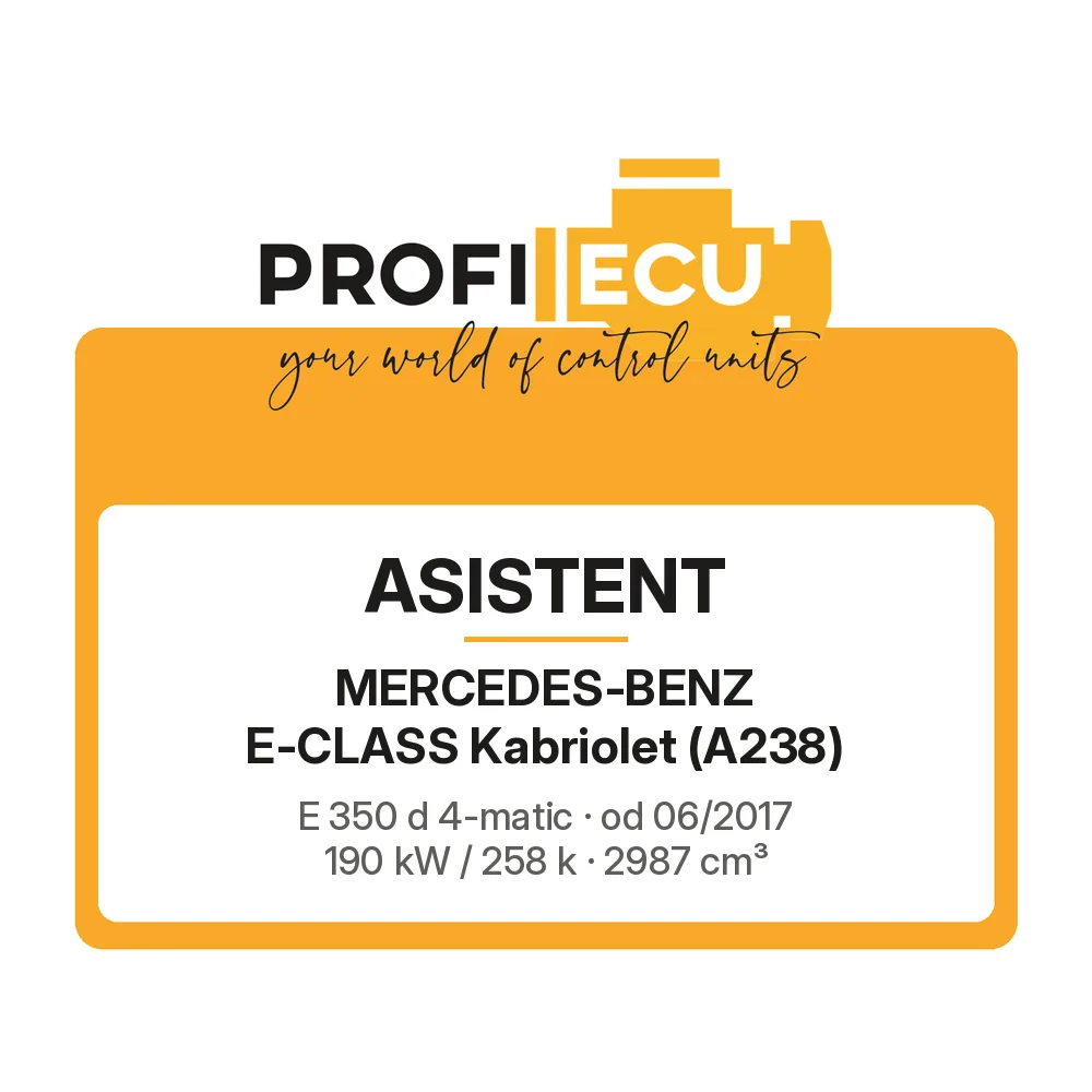 Etiketa ProfiECU: ASISTENT pro Mercedes-Benz E-CLASS Kabriolet E 350 d 4-matic 190 kW