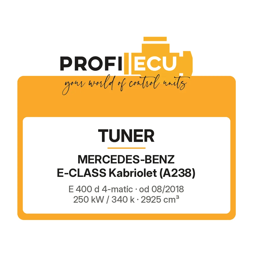 Etiketa ProfiECU: Tuner pro Mercedes-Benz E-CLASS Kabriolet E 400 d 4-matic 250 kW