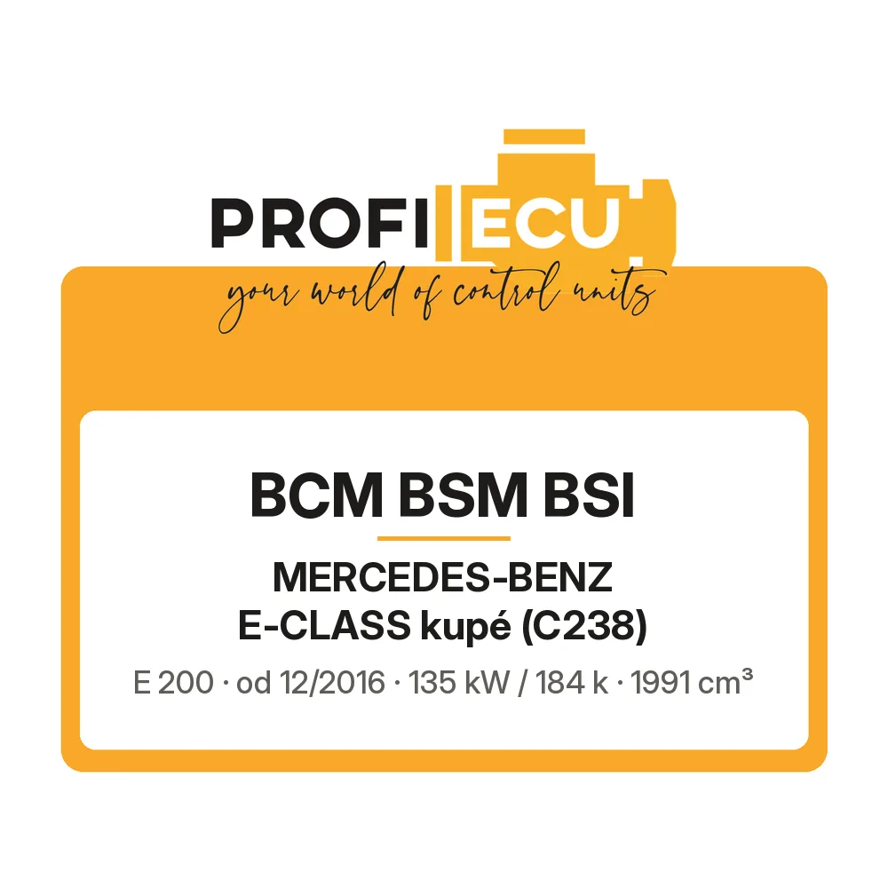 Etiketa ProfiECU: BCM BSM BSI pro Mercedes-Benz E-CLASS kupé E 200 135 kW