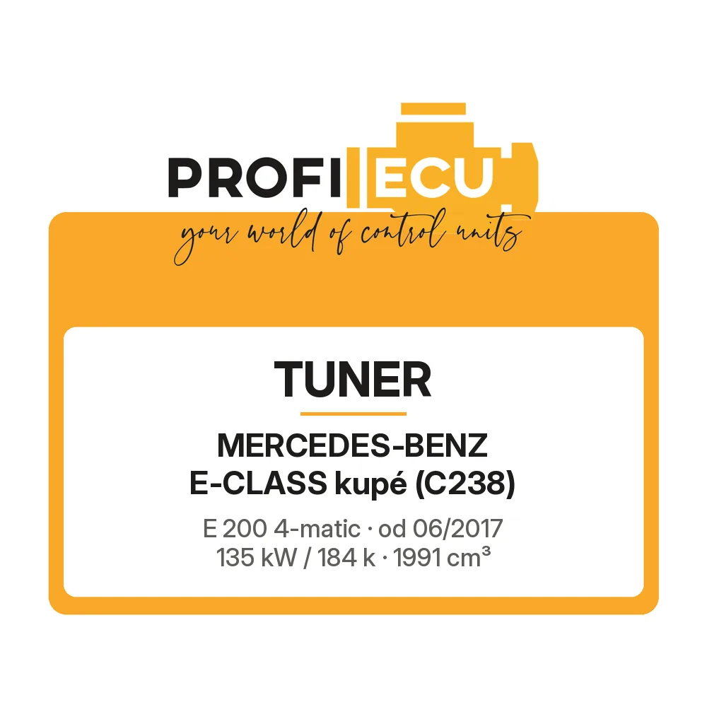 Etiketa ProfiECU: Tuner pro Mercedes-Benz E-CLASS kupé E 200 4-matic 135 kW