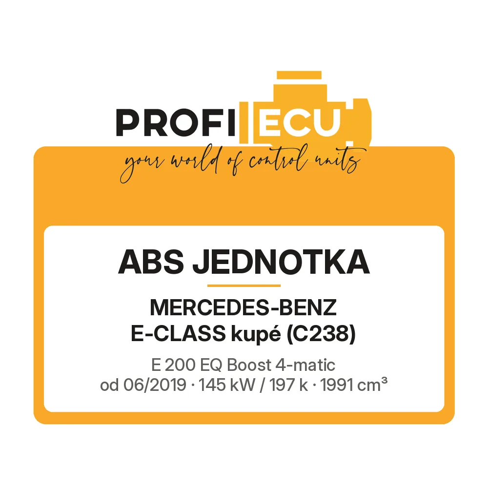Etiketa ProfiECU: ABS jednotka pro Mercedes-Benz E-CLASS kupé E 200 EQ Boost 4-matic 145 kW