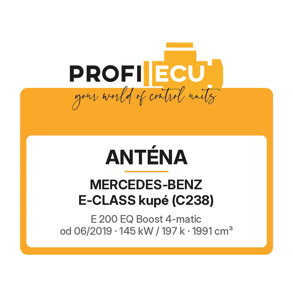 Etiketa ProfiECU: Anténa pro Mercedes-Benz E-CLASS kupé E 200 EQ Boost 4-matic 145 kW