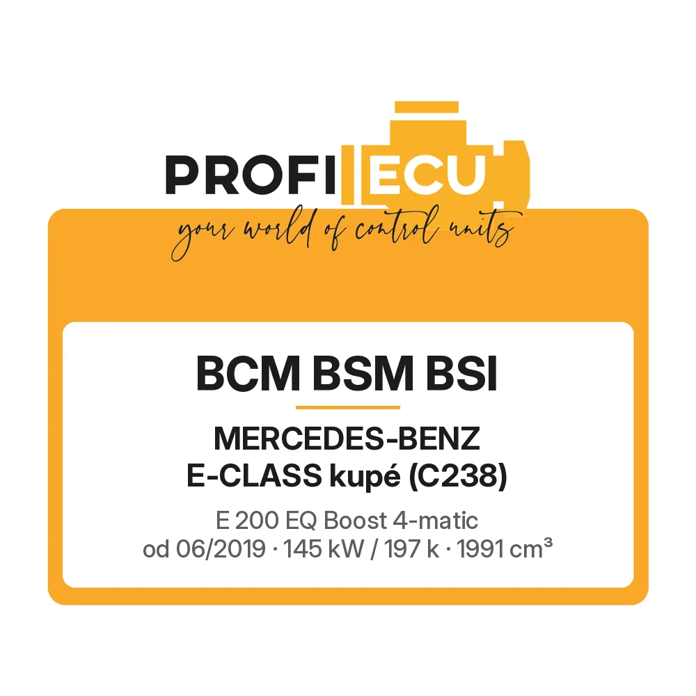 Etiketa ProfiECU: BCM BSM BSI pro Mercedes-Benz E-CLASS kupé E 200 EQ Boost 4-matic 145 kW