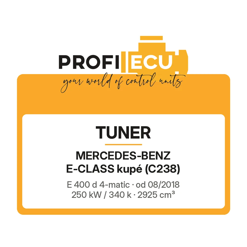 Etiketa ProfiECU: Tuner pro Mercedes-Benz E-CLASS kupé E 400 d 4-matic 250 kW