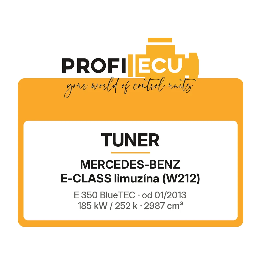 Etiketa ProfiECU: Tuner pro Mercedes-Benz E-CLASS limuzína E 350 BlueTEC 185 kW